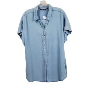 T&W DESIGNS Women's Button Down Chambray Tencel Shirt Sz S NWT